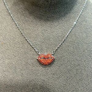 Red lip cubic zirconia lips